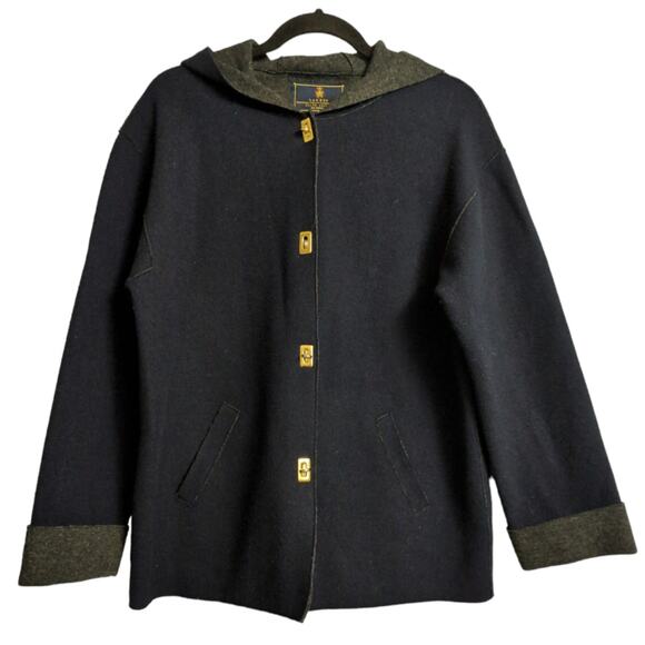 Lauren Ralph Lauren Jackets & Blazers - Ralph Lauren Navy Blue Wool Blend Toggle Hood Jacket Coat Long Sleeve Hoodie P/M